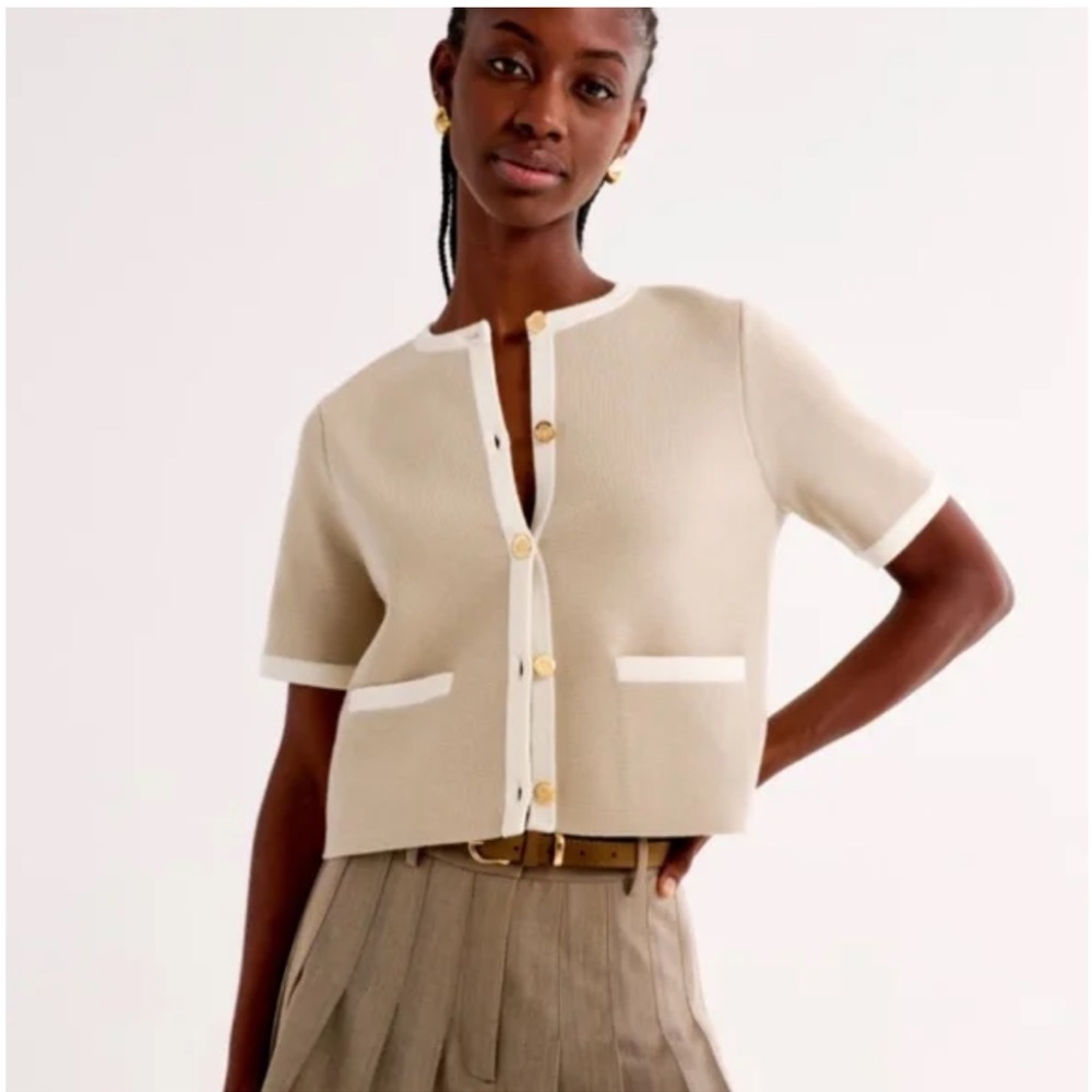 Abercrombie & Fitch LuxeLoft Short-Sleeve Cardigan
